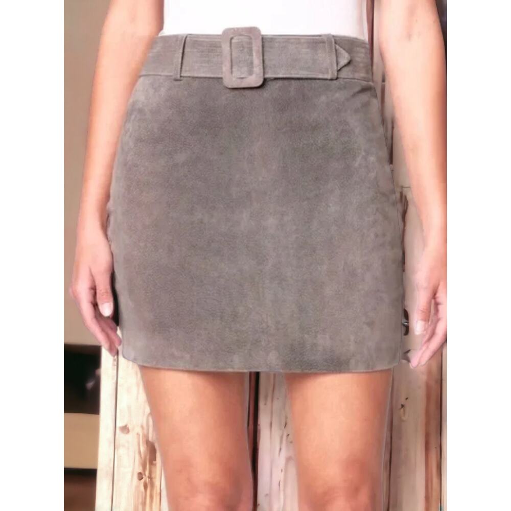 NWT Blank NYC Grey Suede Mini Skirt with Belt Size 29 With Stretch MSRP $160